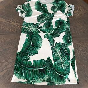 Palm Leaf Print T-Shirt Dress
